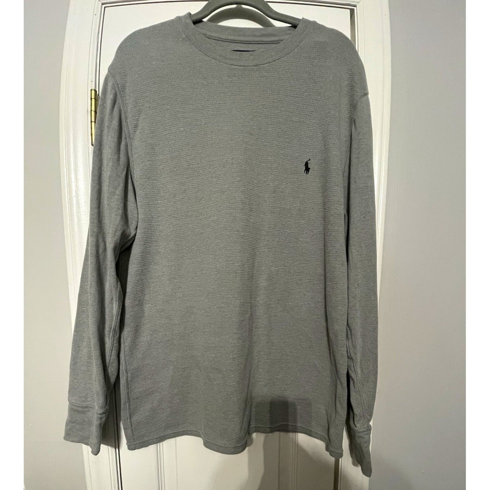 Polo Ralph Lauren Men's XL Regular Gray Waffle-Knit Logo Crewneck Pullover